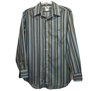 Lacoste Button Front L Blue Striped Long Sleeve